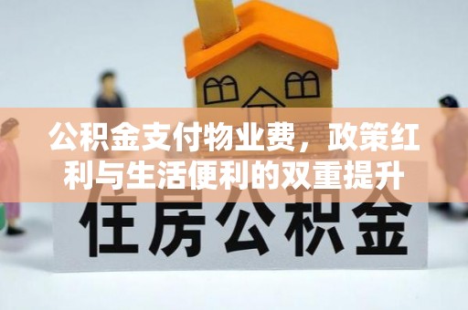 云龙公积金支付物业费，政策红利与生活便利的双重提升
