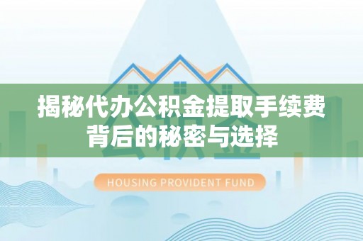 云龙揭秘代办公积金提取手续费背后的秘密与选择