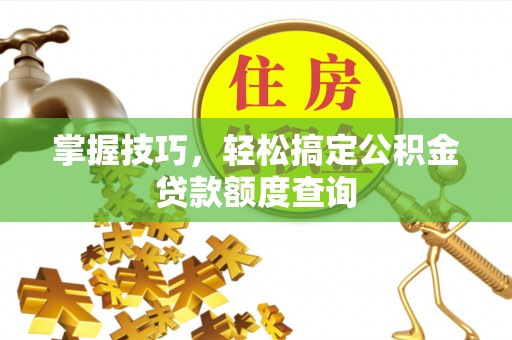 云龙掌握技巧，轻松搞定公积金贷款额度查询
